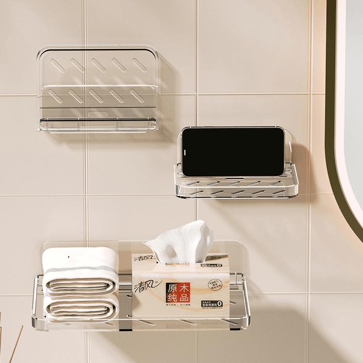 可折叠墙上置物架挂式收纳盒卫生间客厅墙壁免打孔机顶监控置物架