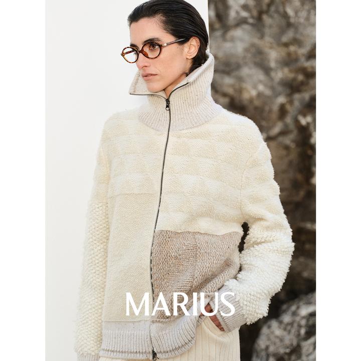 MARIUS“机场毛衣”轻奢美利奴绵羊毛保暖休闲户外百搭圈圈感外套