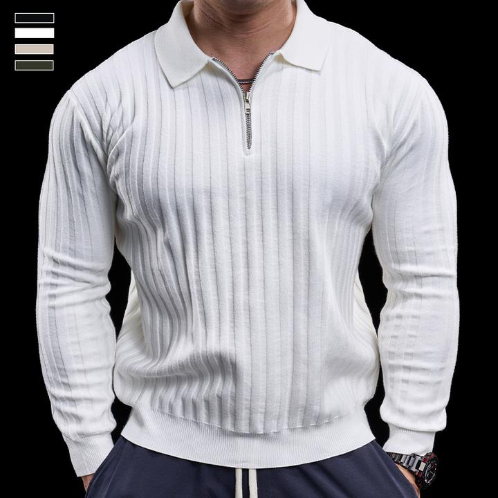 霸道肌肉 秋冬季新款男士运动休闲健身服圆领拉链长袖T恤打底衫男