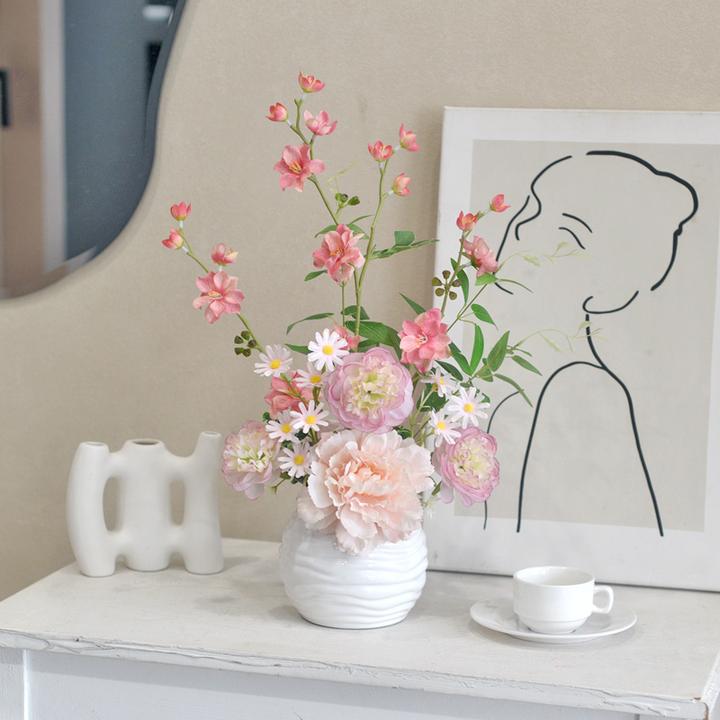 《芳菲》花艺牡丹假花摆件餐桌仿真花摆设客厅装饰桌面家居手工花束