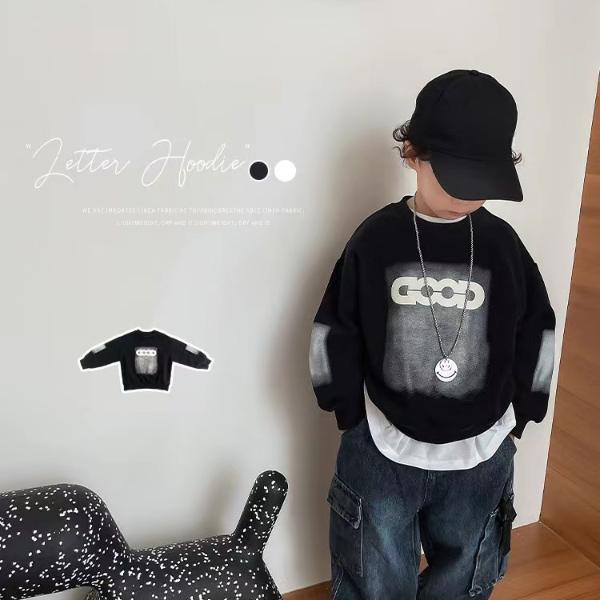 DEYAO/得遥儿童春秋季新款时尚字母韩版印花卫衣男宝宝百搭休闲