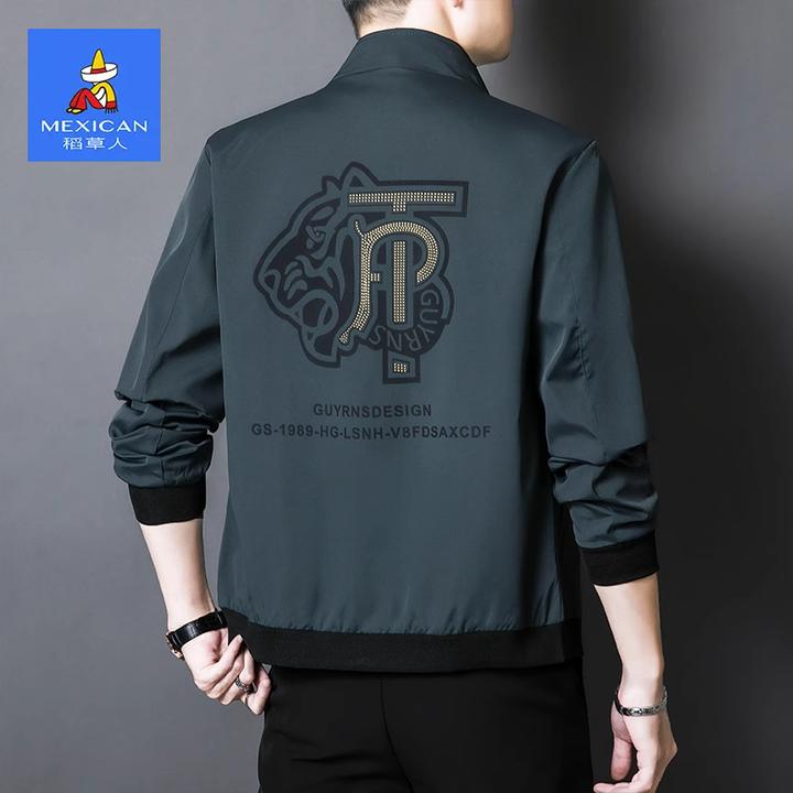 稻草人2025秋冬新款外套男士夹克棒球服防风潮流加绒黑色上衣秋季