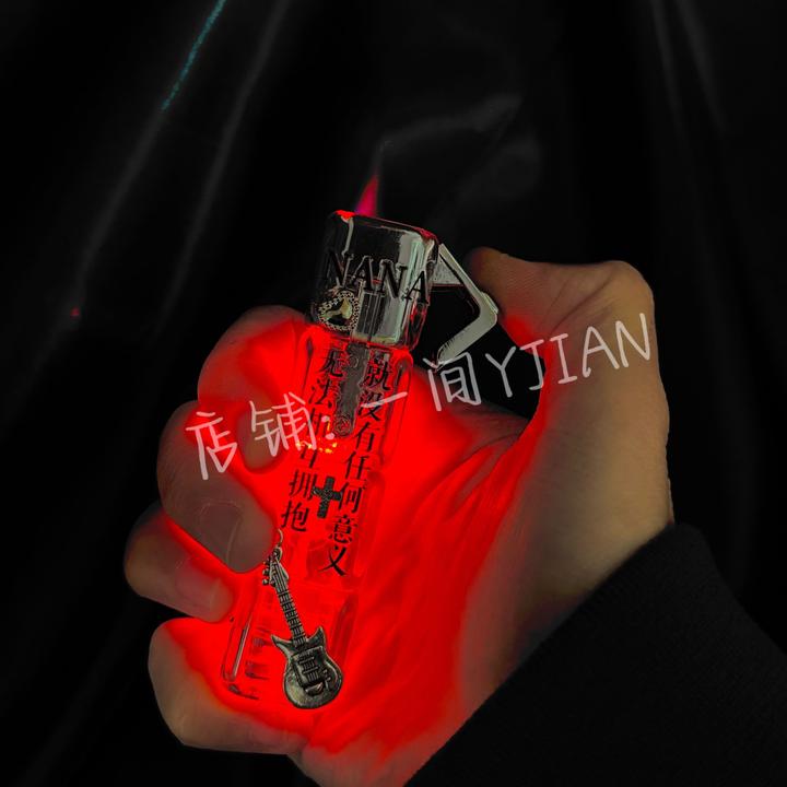 【一间】“NANA”款原创手工粉色火焰防风打火机发光款充气送礼ins风