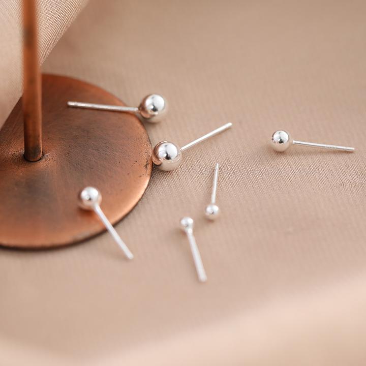 足银耳饰 999圆球银豆豆耳钉女气质迷你百搭养耳洞睡觉免摘耳骨钉