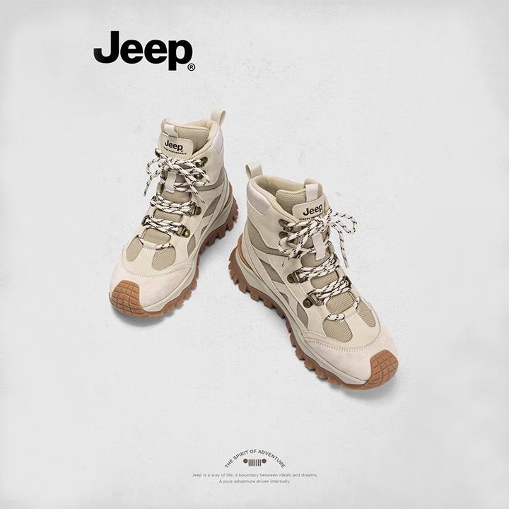 Jeep吉普2025秋冬季休闲百搭真皮厚底马丁靴户外保暖英伦风高帮鞋