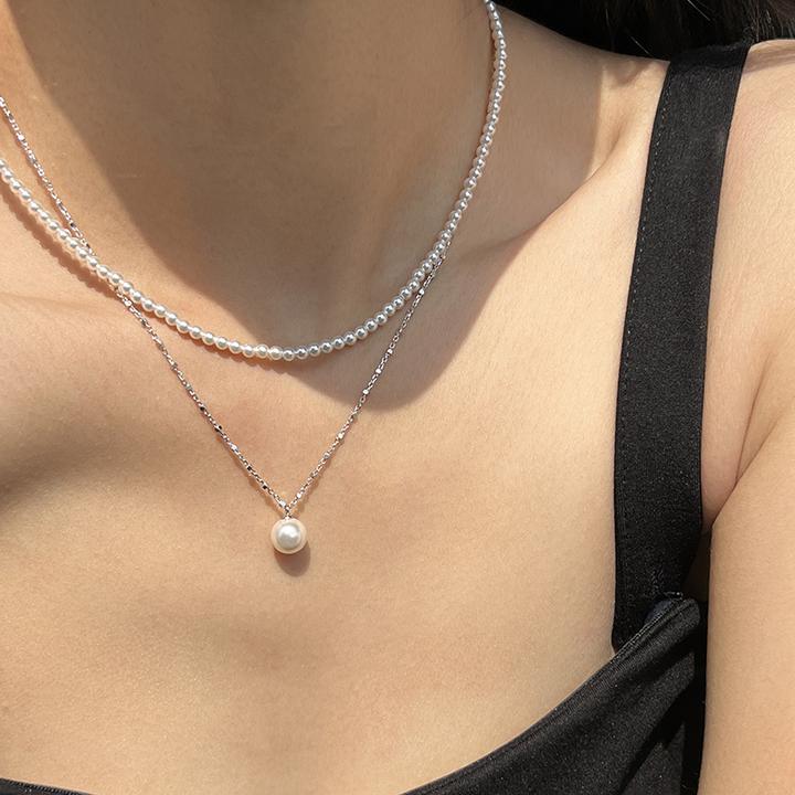 铜合金吊坠 简约仿珍珠项链女小众轻奢高级感锁骨链早春叠戴颈链