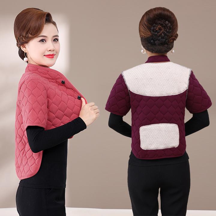 中老年秋冬女士保暖护肩德绒贴片护腰护肩颈坎肩加厚防寒小马甲