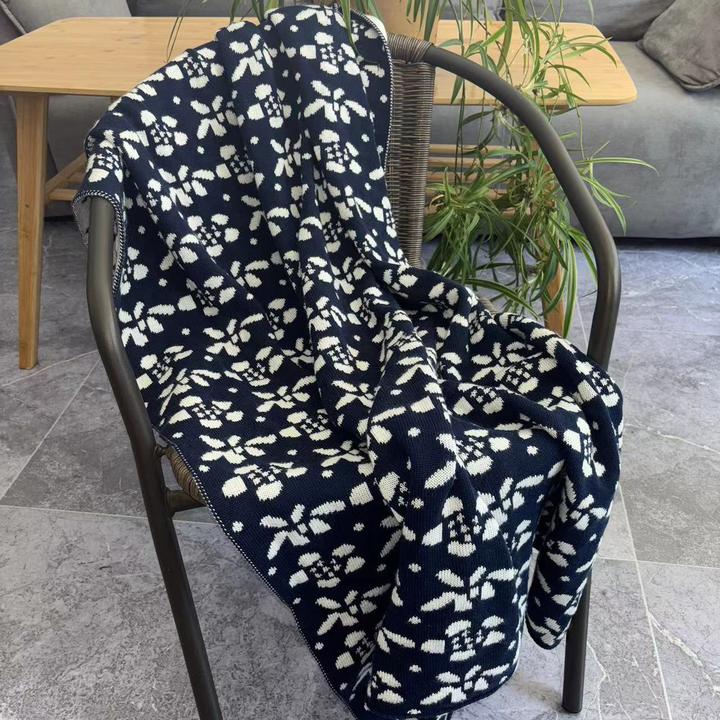 双色中国风沙发盖毯办公室午睡毯子流苏针织球毛线休闲空调小毛毯