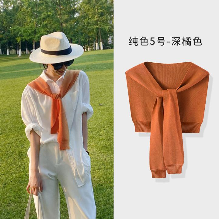 橘色针织小披肩外搭女士2025新款夏季高级感坎肩搭配衬衫时尚洋气