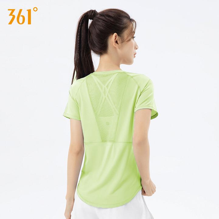 361°网纱透气短袖瑜伽服夏季薄款健身服跑步专业训练圆领运动T恤