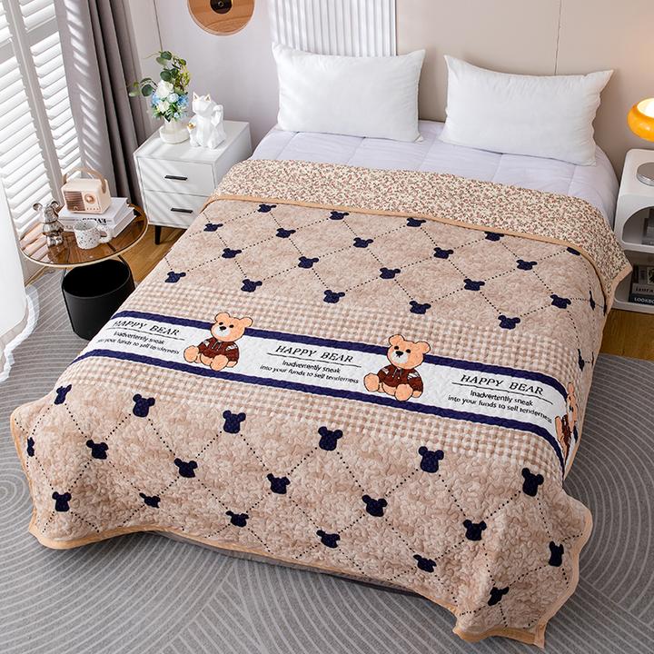 牛奶绒床盖夹棉秋冬季加厚单人双人学生宿舍床垫子加绒床单法兰绒