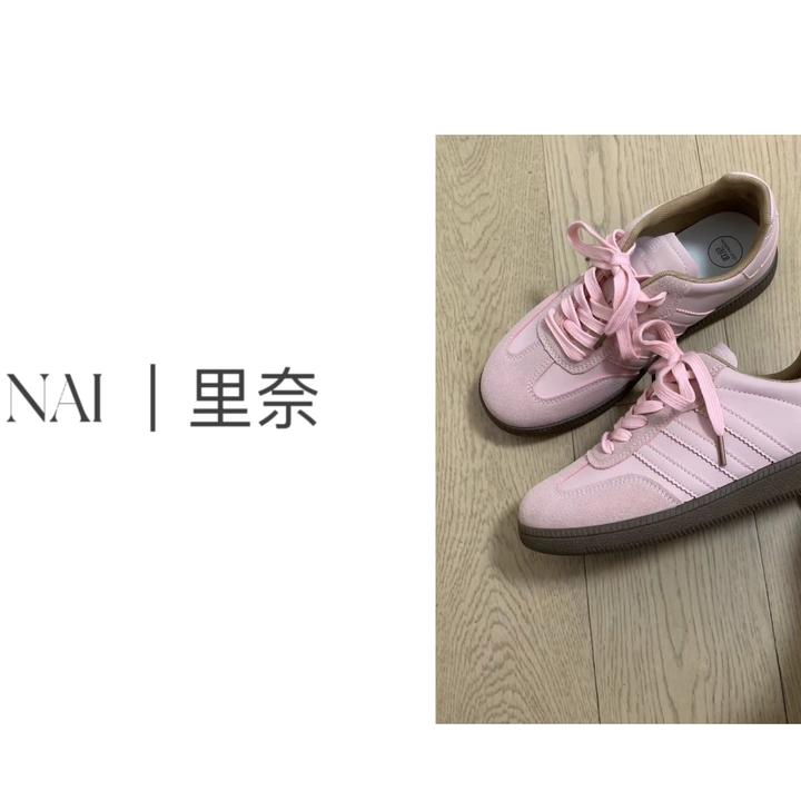 小众复古德训鞋女真皮拼色运动鞋2024春夏新款平底低帮阿甘休闲鞋