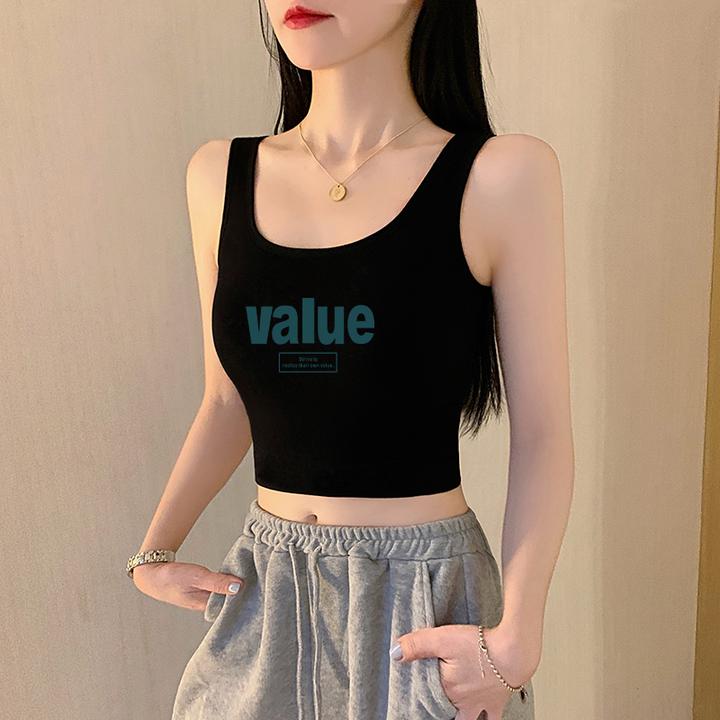 吊带背心女内搭打底U型美背设计感遮副乳外穿黑色网红短款上衣夏