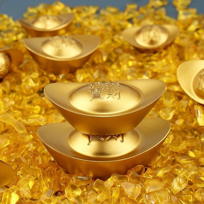 康聚如金元宝摆件大元宝黄铜实心聚宝盆家居饰品客厅工艺品