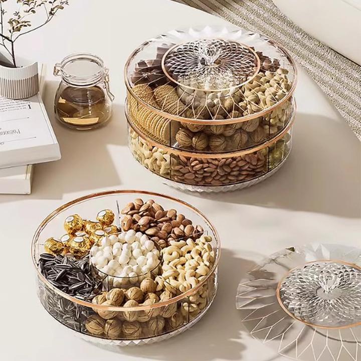 带盖家用干果盘密封防潮分格客厅茶几糖果坚果瓜子干果收纳盒