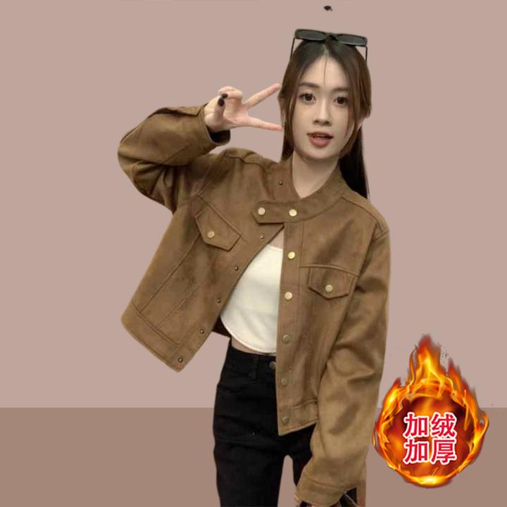 2024秋冬季新款女士又a又飒美式炸街机车服时尚休闲宽松夹克外套