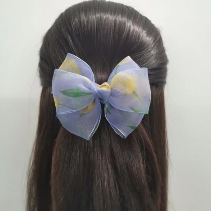 韩国绢花布艺甜美气质发夹蝴蝶结顶夹横夹发饰弹簧夹头饰马尾发卡