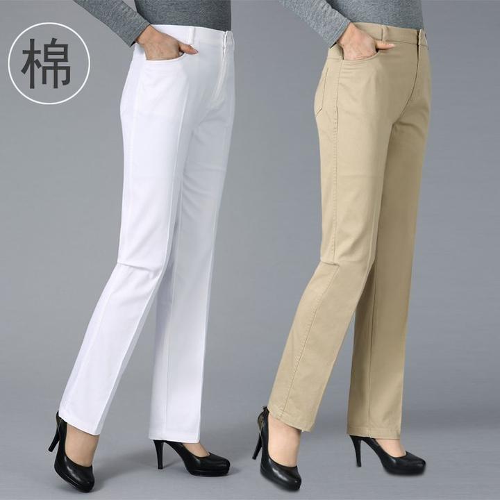 2025年春季新款中年妈妈牛仔女高腰显瘦休闲裤宽松弹力大码直筒裤