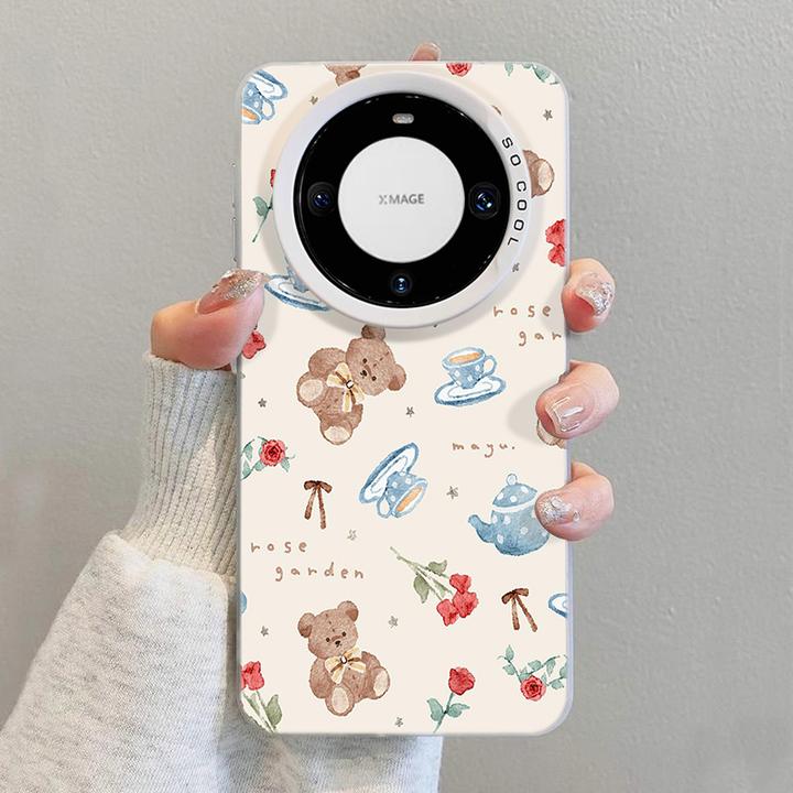 玫瑰小熊适用MATE80华为mate60手机壳pura70pro+可爱卡通苹果15Pr