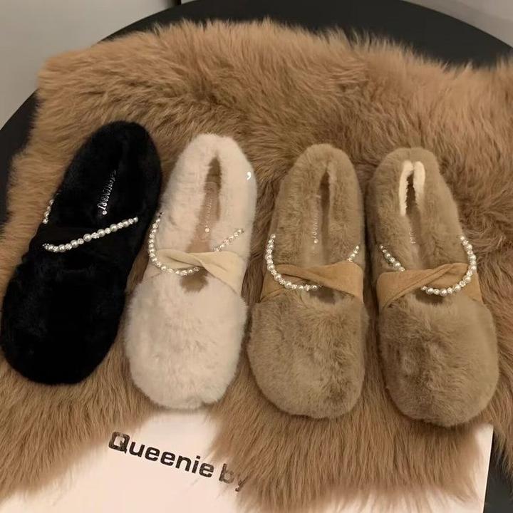 网红平底毛毛鞋女鞋子外穿2023年新款秋冬季加绒保暖豆豆棉鞋单鞋