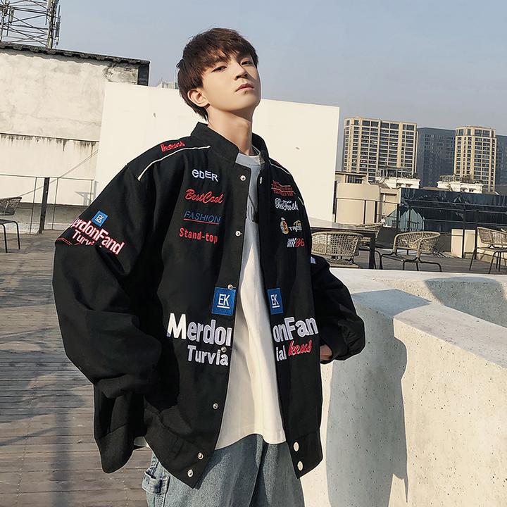 棒球服外套男秋季韩版潮牌痞帅嘻哈机车夹克港风宽松大码刺绣上衣
