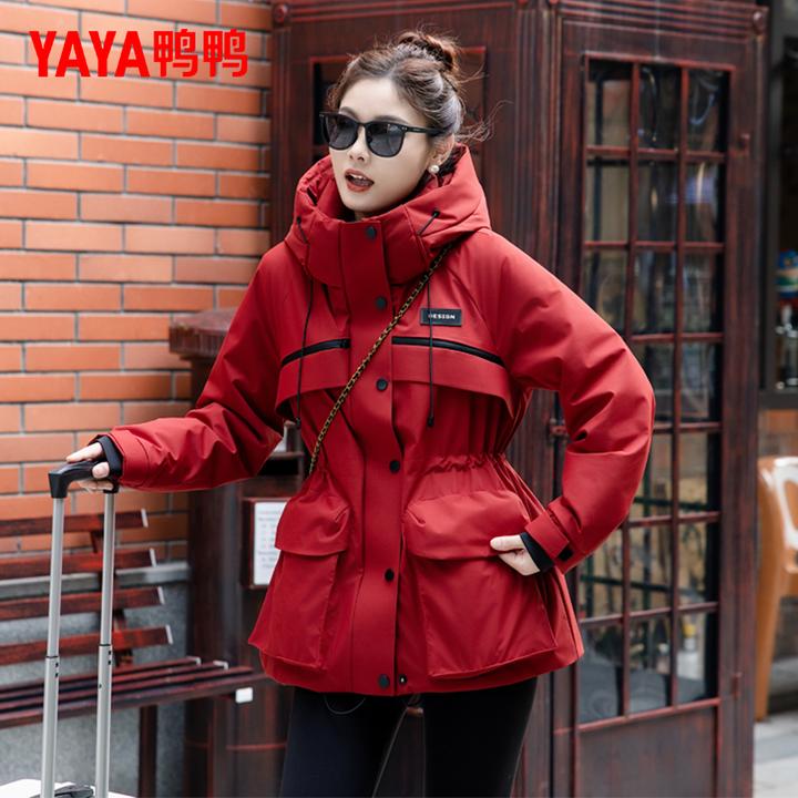 YAYA/鸭鸭羽绒服2025年冬季女士派克服连帽设计感时尚百搭潮流款