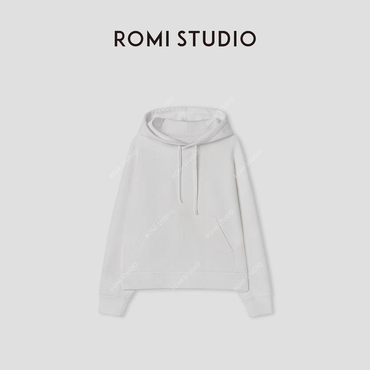 ROMI STUDIO“简约随性”100%高支棉肤感宽松连帽抽绳卫衣 431V2087