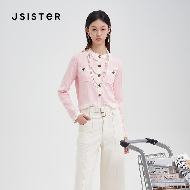 jsister秋季新款针织衫 JS女装时尚圆领长袖上衣