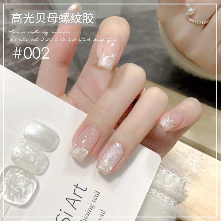 KaSi美甲绸缎螺纹胶光疗甲油胶婚甲绸缎白秋冬显白珠光新娘婚甲