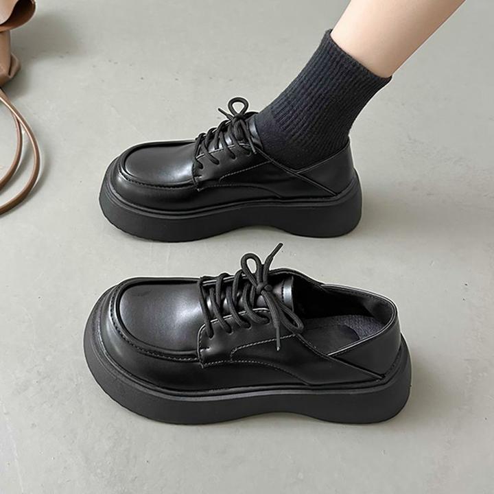 圆头复古小皮鞋女黑色2025新款秋鞋百搭法式单鞋增高配裙子乐福鞋