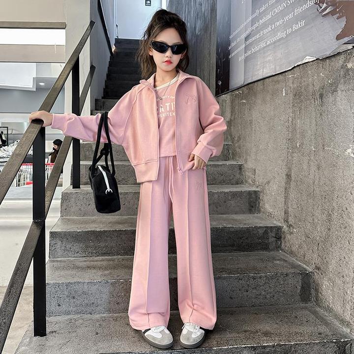 春秋套装2024洋气外套新款运动时髦宽松休闲中大童潮款三件套