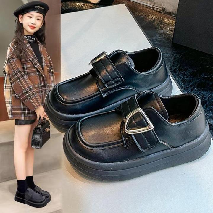 小皮鞋2024春秋新款儿童鞋子英黑色小女孩公主黑色演出单鞋