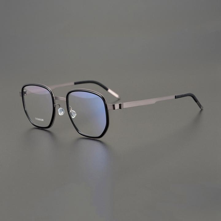 无螺丝方框眼镜丹麦林德9758同款大框板材金钛架超轻防蓝光近视架