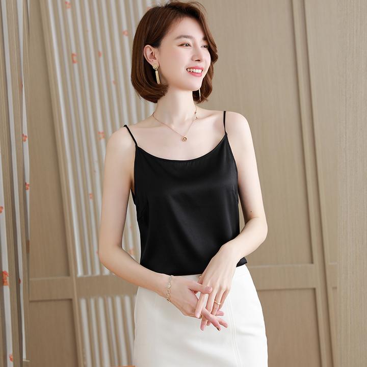 正品桑蚕丝吊带性感小背心女内搭西装打底真丝白色春夏季睡衣上衣