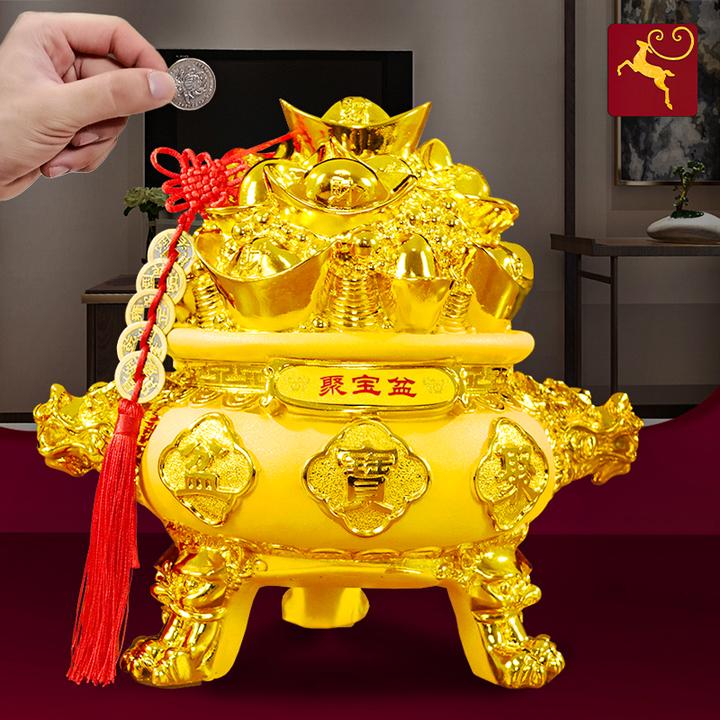 祥龙聚宝盆风水摆件家用客厅只进不出存钱罐送店铺装饰开业礼品