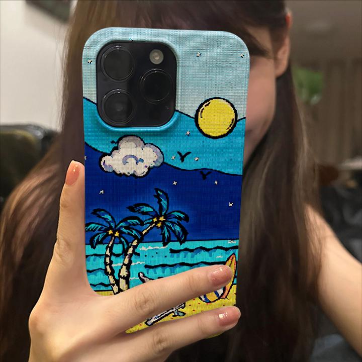 沙滩度假苹果15promax小众手机壳iPhone14高级菲林13治愈系12