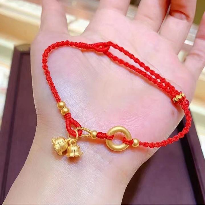 999足金平安扣铃兰花手绳链黄金铃兰花转运珠手链脚链 多样化发一