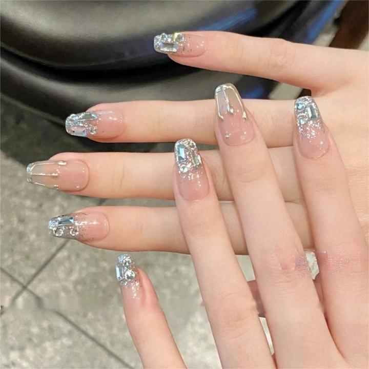 【爆闪星河】爆闪纯手工穿戴甲美甲穿戴光疗甲冰透渐变流行纯欲春夏
