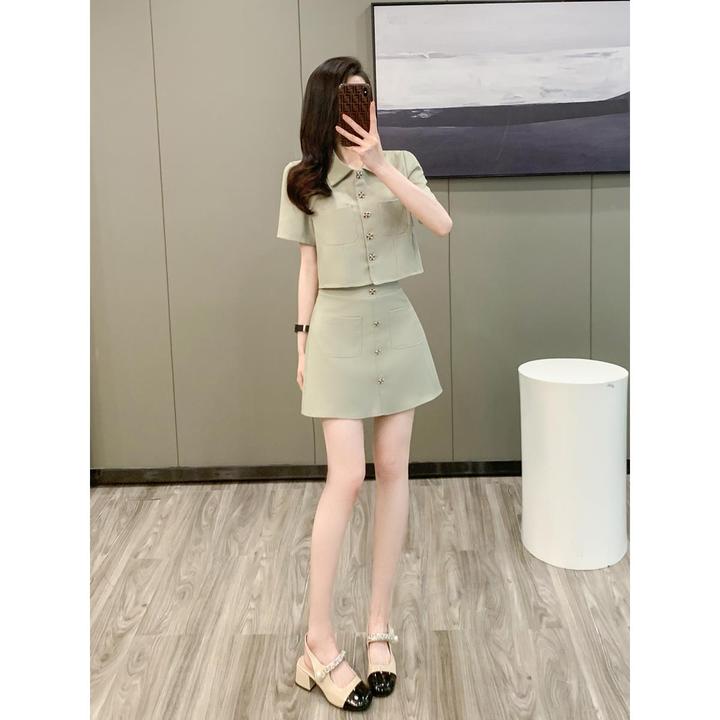 高级感短袖套装女夏季御姐减龄小香风气质休闲时尚半身短裙两件套