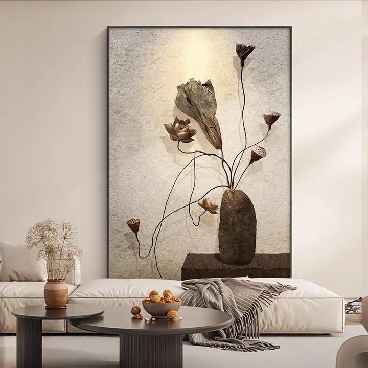 中古风装饰画入户玄关挂画侘寂客厅沙发背景墙画卧室玄关装饰画