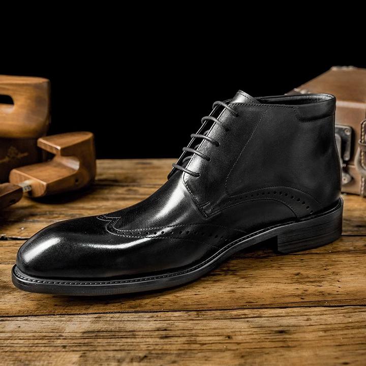 真皮雕花马丁靴男士切尔西靴时尚英伦高帮皮靴高端欧货布洛克靴子