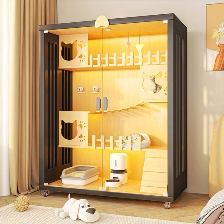 窦仕妮猫别墅猫窝家用室内猫舍别墅猫形猫爬架猫房子豪华木制猫屋