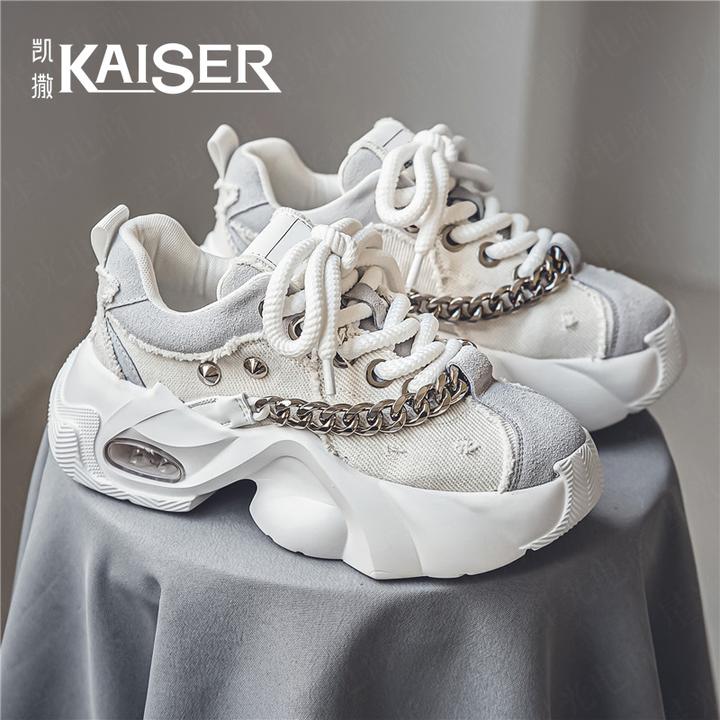KAISER/凯撒·男鞋2024新款厚底休闲老爹鞋男士透气潮流时尚运动鞋