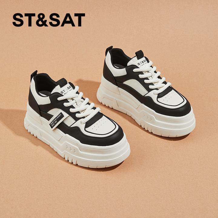 星期六厚底增高小白鞋女秋季季新款时尚百搭复古潮流休闲女士板鞋