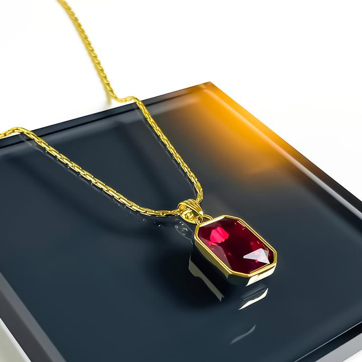 铜合金项链 摇摆朗姆时尚吊坠 复古红色镶嵌百搭坠链 B-8282