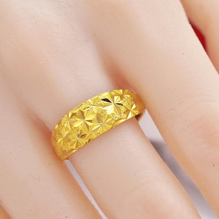 铜合金戒指 正品北欧金黄金色戒指满天星礼物爆款对戒不掉色女