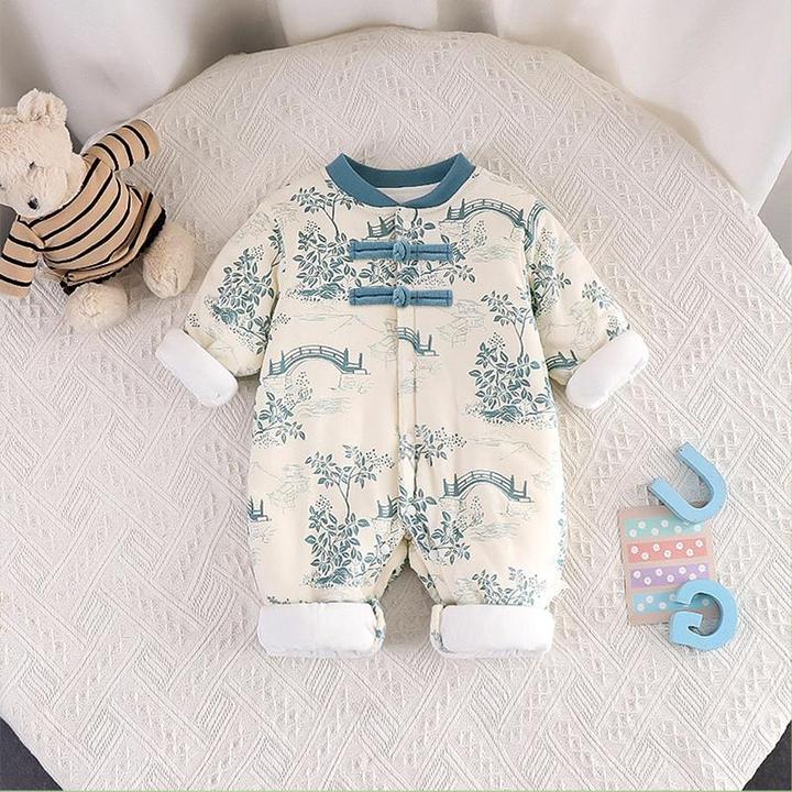婴儿冬款连体衣无骨纯棉棉服宝宝中国风衣服秋冬外出保暖哈衣爬服