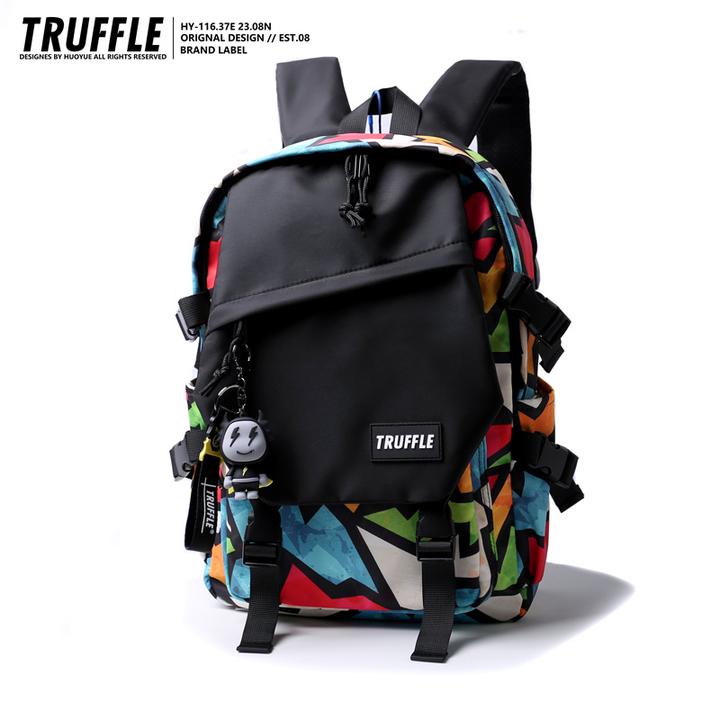 TRUFFLE潮牌涂鸦初中生大容量男书包小学生双肩包女户外旅行背包