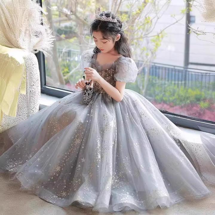 女童礼服轻奢小众高端生日公主裙主持人钢琴演出服生日礼服裙女童