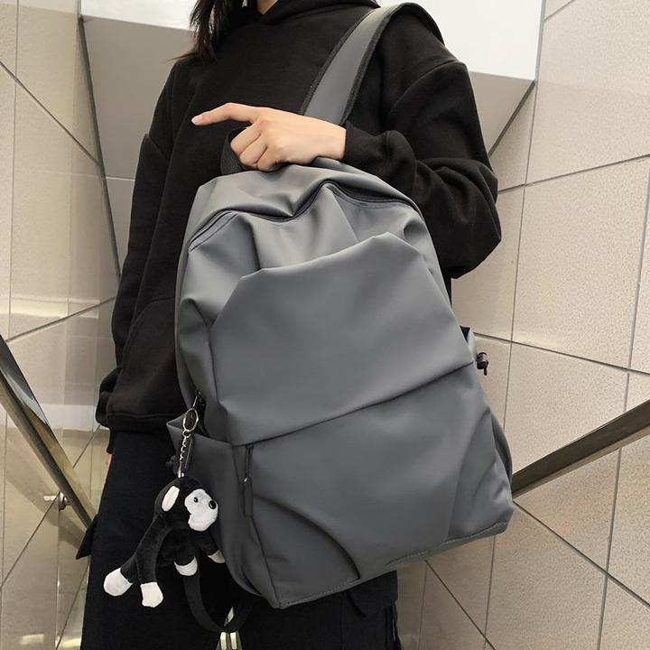 防水尼龙布韩版双肩包大容量大学生书包男士褶皱休闲旅行电脑背包